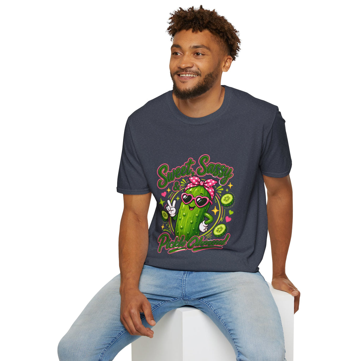 Sweet Sassy Pickle T-Shirt — "Sweet, Sassy & Pickle Obsessed" Cute Cactus/Pickle Graphic Tee