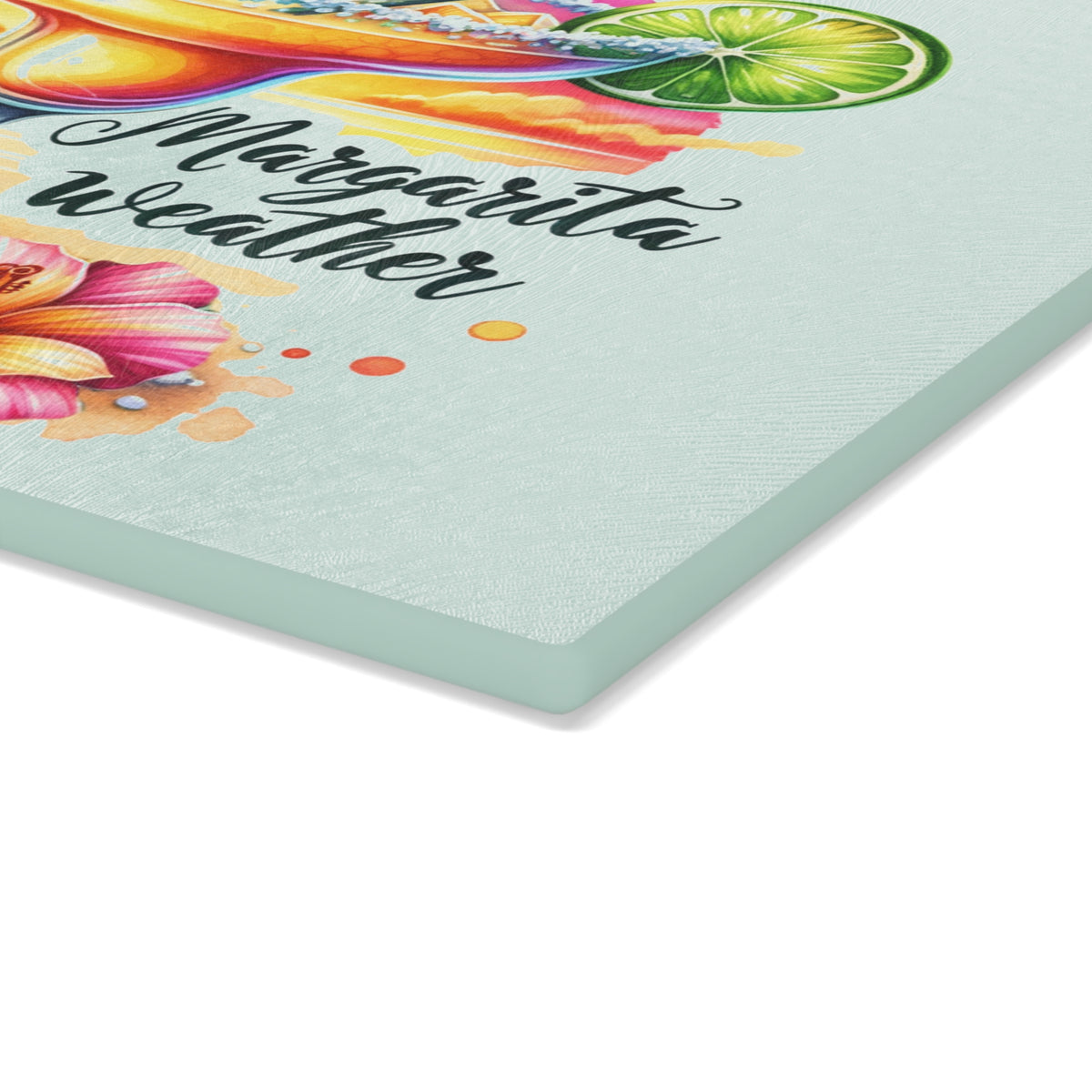 Glass Cutting Board — Margarita Weather Tropical Cocktail Design
