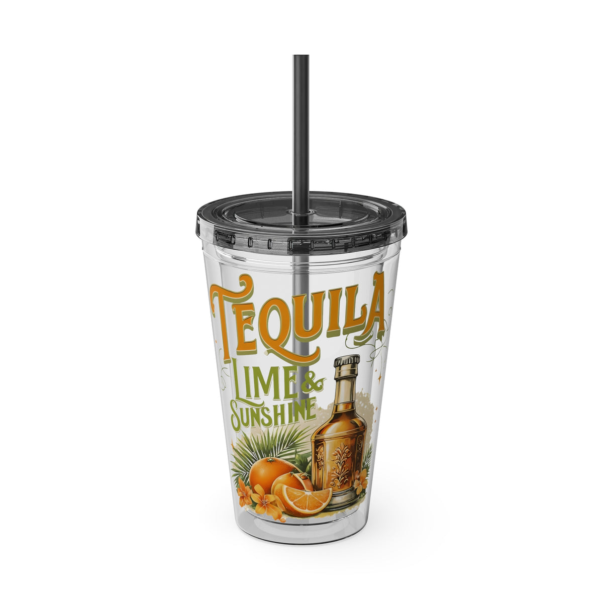 Tequila Lime & Sunshine 16oz Tumbler with Straw