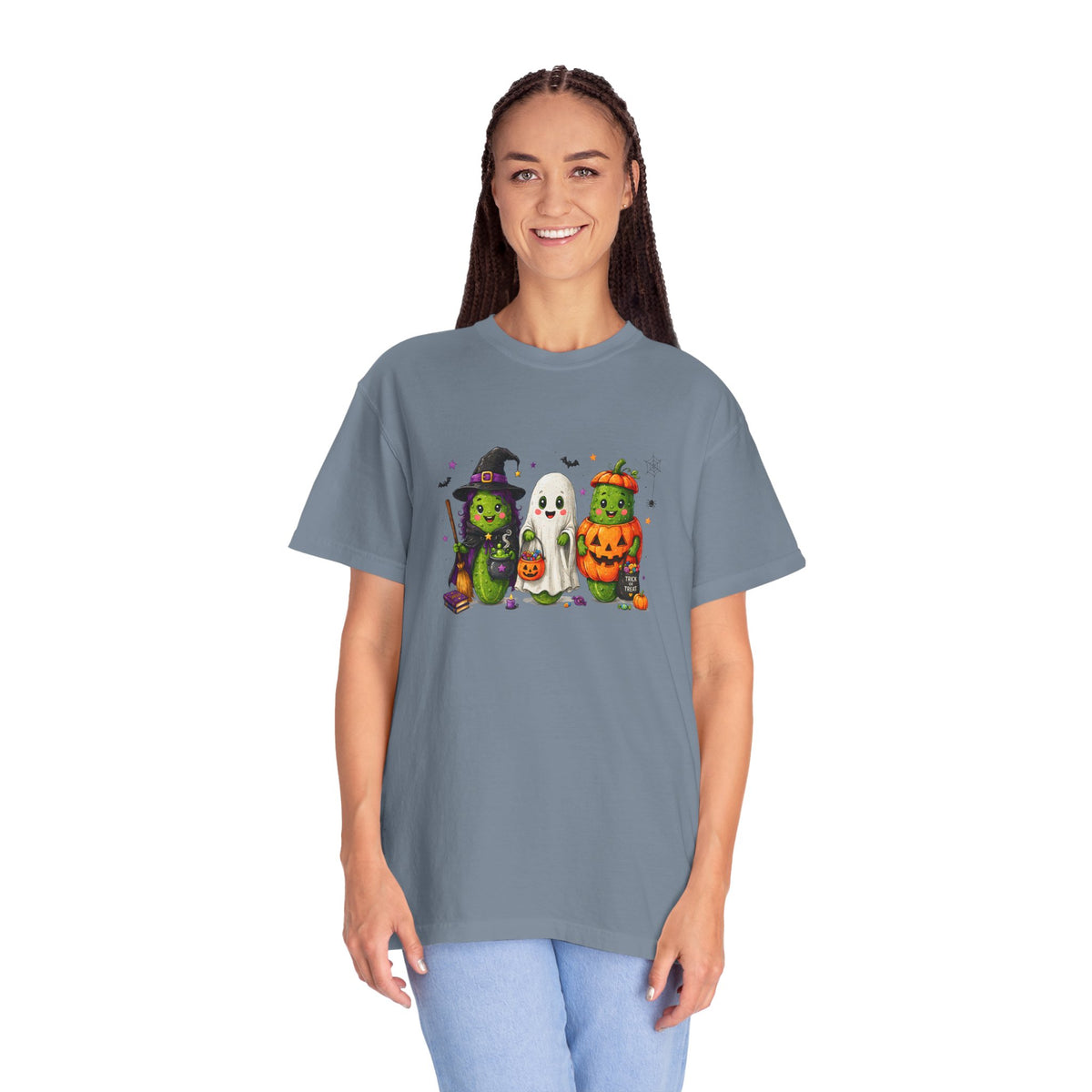 Halloween Trio T-Shirt — Cute Witch, Ghost & Pumpkin Costume Tee