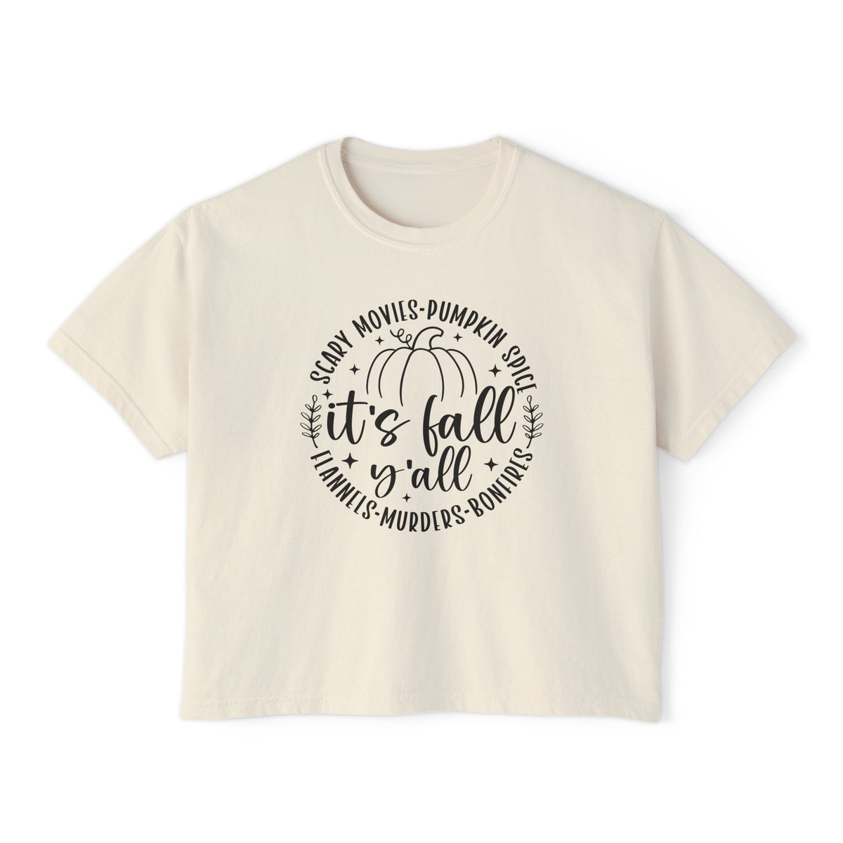Fall Vibes Boxy Tee — "It's Fall Y'all" Pumpkin Graphic