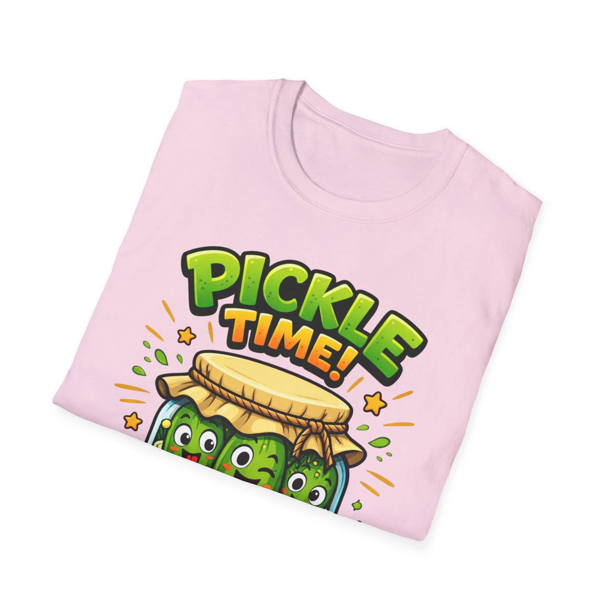 Adult Unisex Pickle Time T-Shirt — Cute Cartoon Pickle Jar Tee
