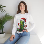 MD - Christmas Pickle Sweatshirt – Cute Holiday Pickle in Santa Hat with Candy Cane & Hot Cocoa