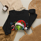 MD - Christmas Pickle Sweatshirt – Cute Holiday Pickle in Santa Hat with Candy Cane & Hot Cocoa