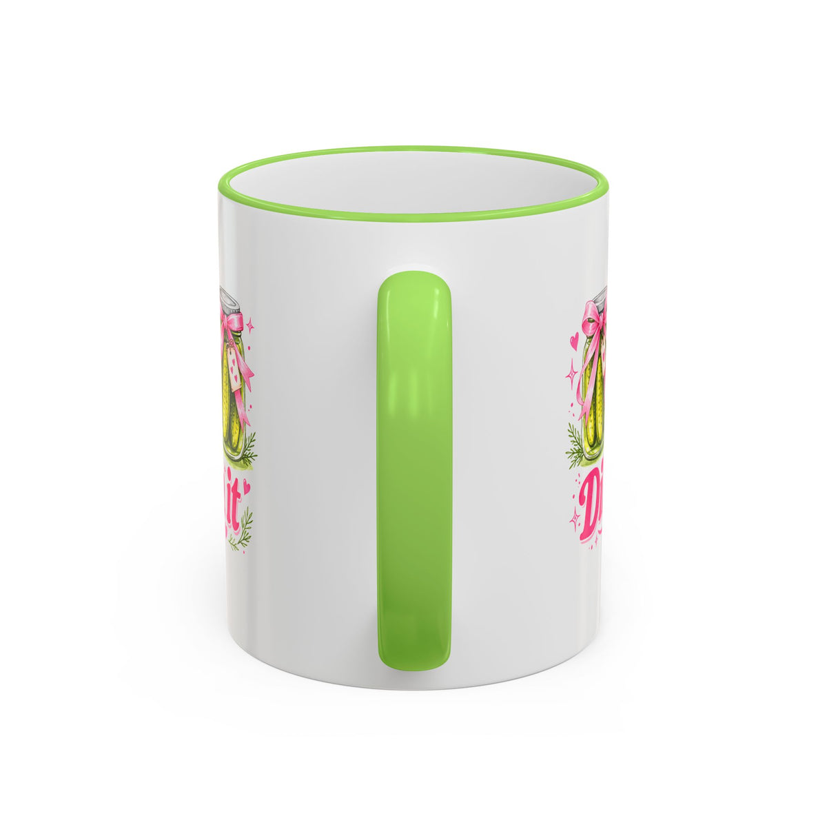 Dill With It Mug — Cute Pickle Jar Coffee Cup (Accent Rim & Handle)
