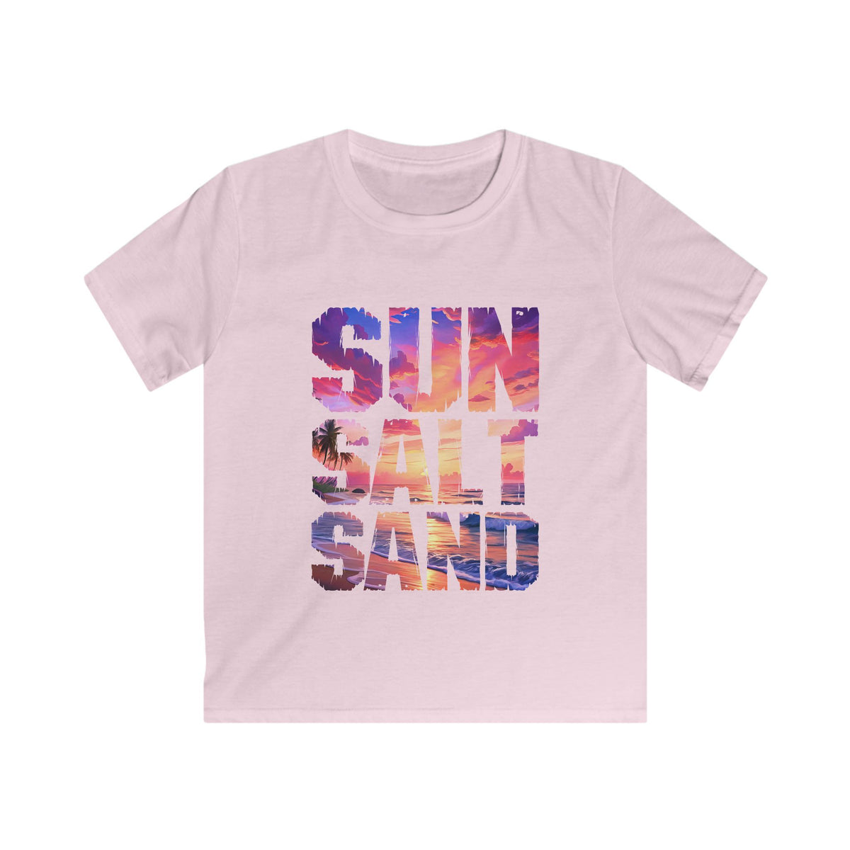 Kids Tee — "Sun Salt Sand" Beach Sunset Graphic