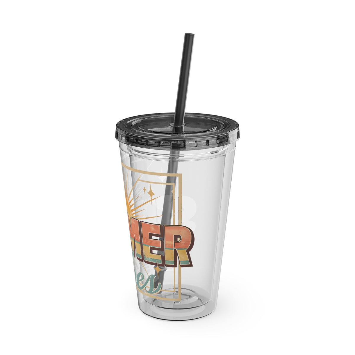 Summer Vibes Tumbler — 16oz Sunsplash Drink Tumbler with Straw