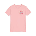 Kids Tee — Pink Seashell & Starfish Bow Graphic Shirt - Front and Back