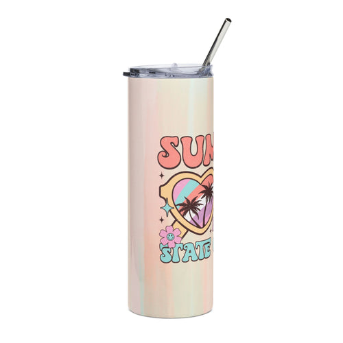 20oz Stainless Tumbler — "Summer Is a State of Mind" Retro Heart Sunglasses Design