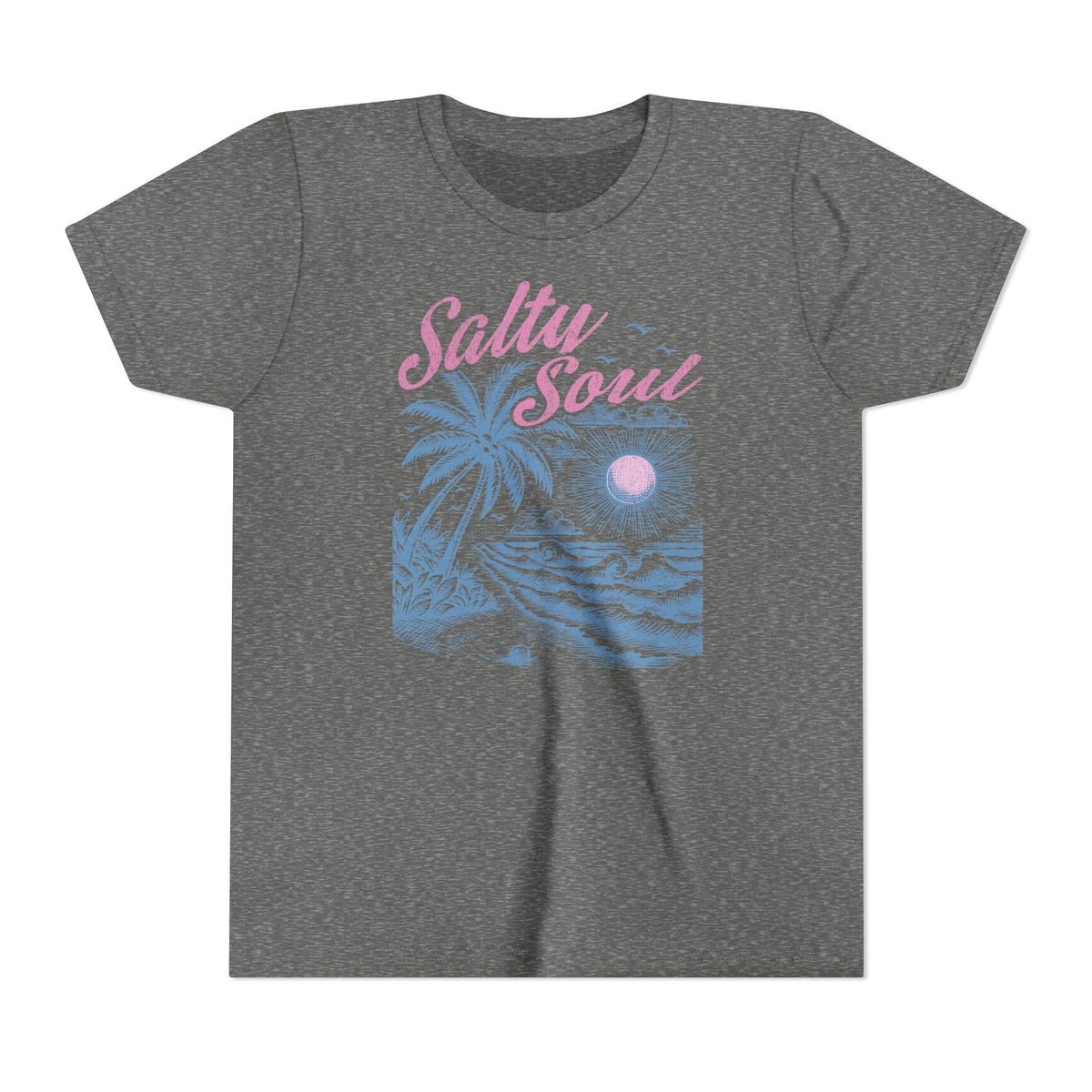Kids Tee - "Salty Soul" Pastel Beach Palm Graphic