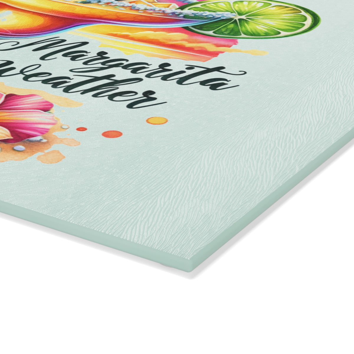 Glass Cutting Board — Margarita Weather Tropical Cocktail Design