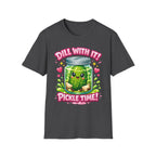 T-Shirt — Cute Kawaii Pickle Jar Design "Dill With It! Pickle Time!" | Funny Foodie Tee
