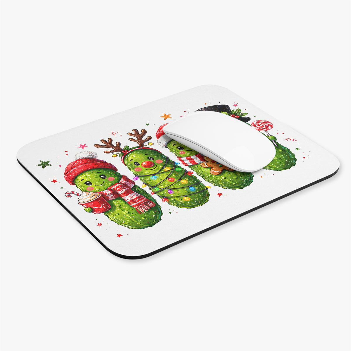 Christmas Pickle Mouse Pad — Cute Festive Pickle Characters Holiday Desk Mat