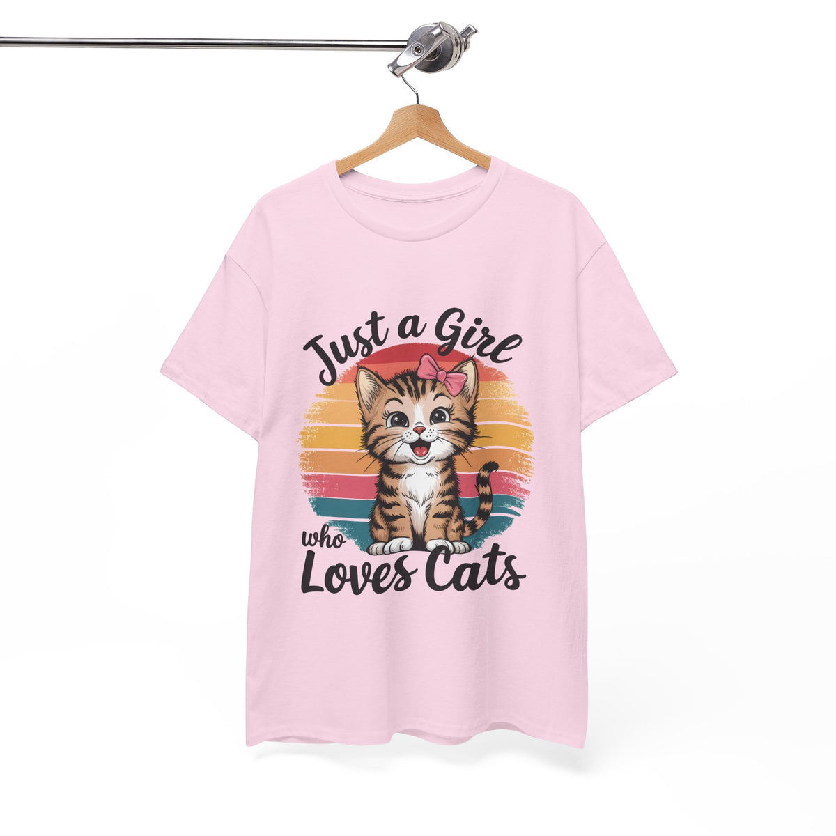 Just a Girl Who Loves Cats T-Shirt — Cute Kitten Retro Sunset Tee for Cat Lovers