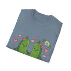 Cute Pickle Couple T-Shirt — Kawaii Matching Pickles with Hearts & Flowers