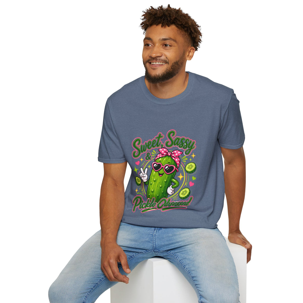 Sweet Sassy Pickle T-Shirt — "Sweet, Sassy & Pickle Obsessed" Cute Cactus/Pickle Graphic Tee