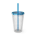 Salty Palm 16oz Tumbler with Straw — Clear Beach Insulated Cup