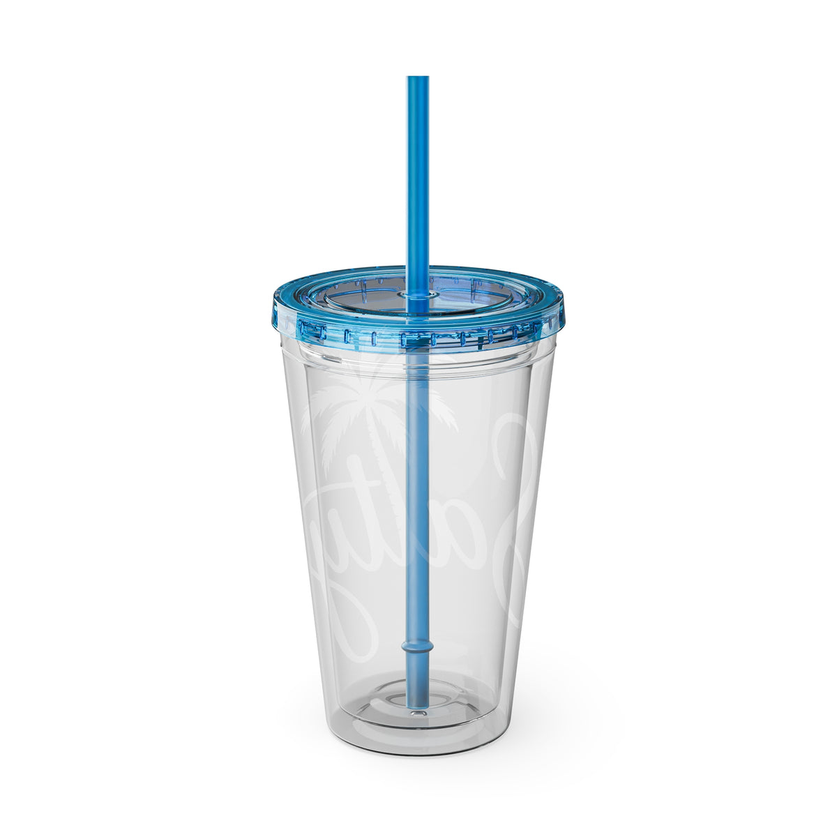 Salty Palm 16oz Tumbler with Straw — Clear Beach Insulated Cup