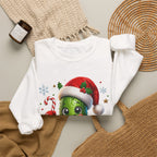 MD - Christmas Pickle Sweatshirt – Cute Holiday Pickle in Santa Hat with Candy Cane & Hot Cocoa