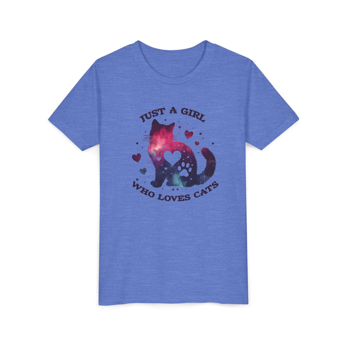 Kids Tee — "Just a Girl Who Loves Cats" Galaxy Cat Kids T‑Shirt