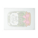 Glass Cutting Board — Cute Pickle Jar Design "Dill With It" (Kitchen Décor, Funny Gift)