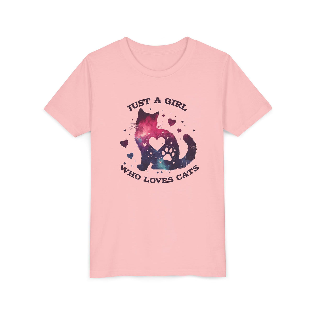 Kids Tee — "Just a Girl Who Loves Cats" Galaxy Cat Kids T‑Shirt