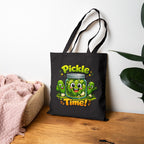 Tote Bag — Cute 'Pickle Time!' Cartoon Jar Canvas Tote (Funny Food Lover Gift)