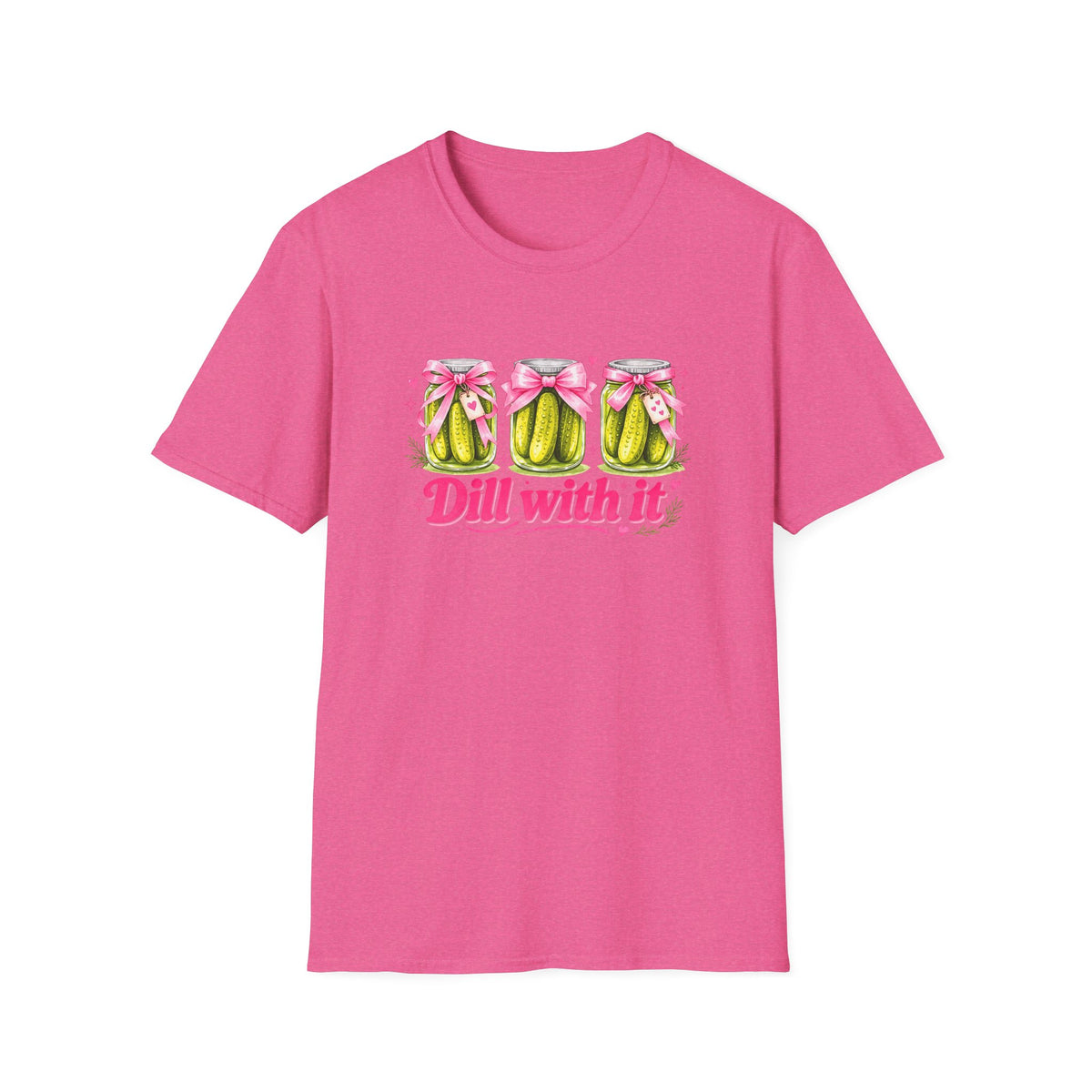 Dill With It T-Shirt – Cute Pickle Jars with Bows, Fun Pun Tee