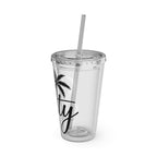 Salty Palm 16oz Tumbler with Straw — Clear Beach Insulated Cup