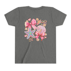 Kids Tee — Pink Seashell & Starfish Bow Graphic Shirt - Front and Back