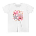 Kids Tee — Pink Seashells & Bows Beach Graphic