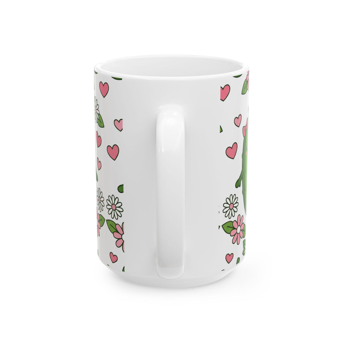 Cute Pickle Couple Mug — Kawaii Pickles with Hearts & Flowers (11oz/15oz)