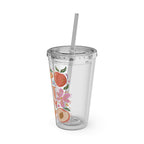 Just Peachy Floral Tumbler — 16oz Insulated Cup with Straw