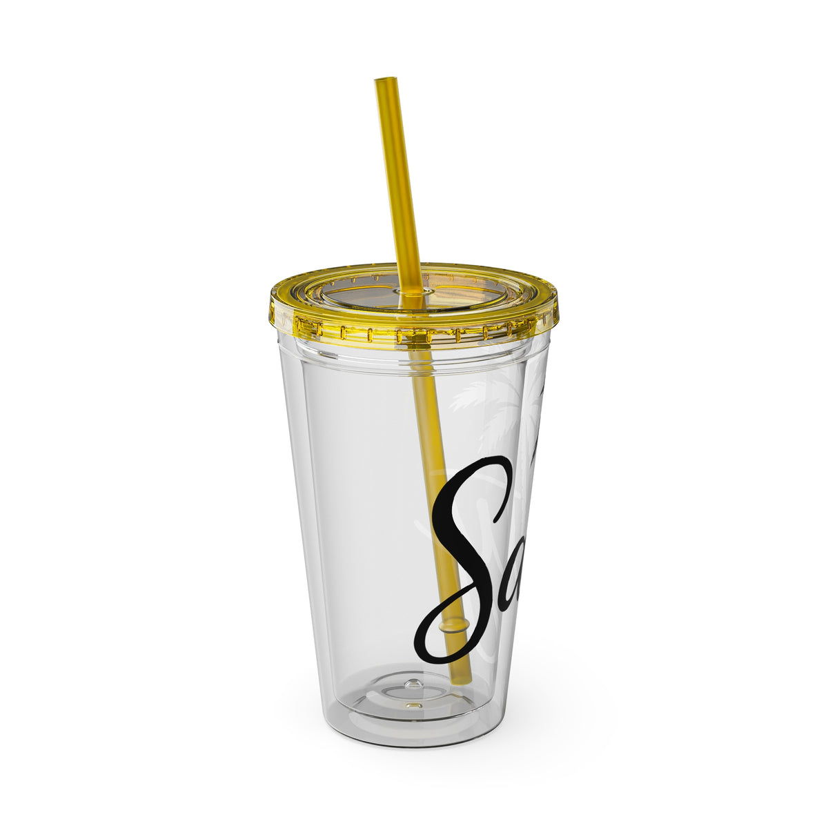 Salty Palm 16oz Tumbler with Straw — Clear Beach Insulated Cup
