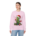 Christmas Pickle Sweatshirt – Cute Santa Hat Pickle with Candy Cane & Hot Cocoa