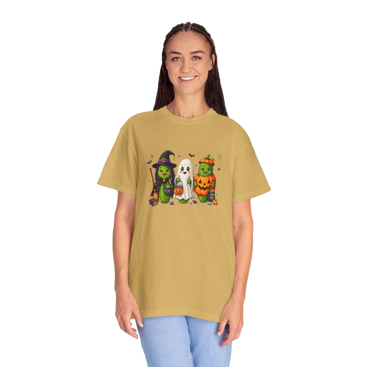 Halloween Trio T-Shirt — Cute Witch, Ghost & Pumpkin Costume Tee