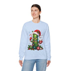 Christmas Pickle Sweatshirt – Cute Santa Hat Pickle with Candy Cane & Hot Cocoa