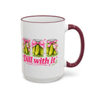 Dill With It Mug — Cute Pickle Jar Coffee Cup (Accent Rim & Handle)