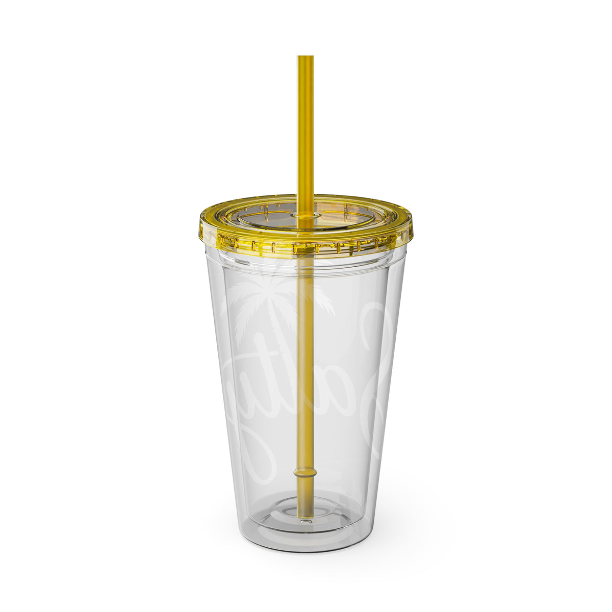 Salty Palm 16oz Tumbler with Straw — Clear Beach Insulated Cup
