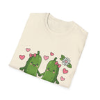 Cute Pickle Couple T-Shirt — Kawaii Matching Pickles with Hearts & Flowers
