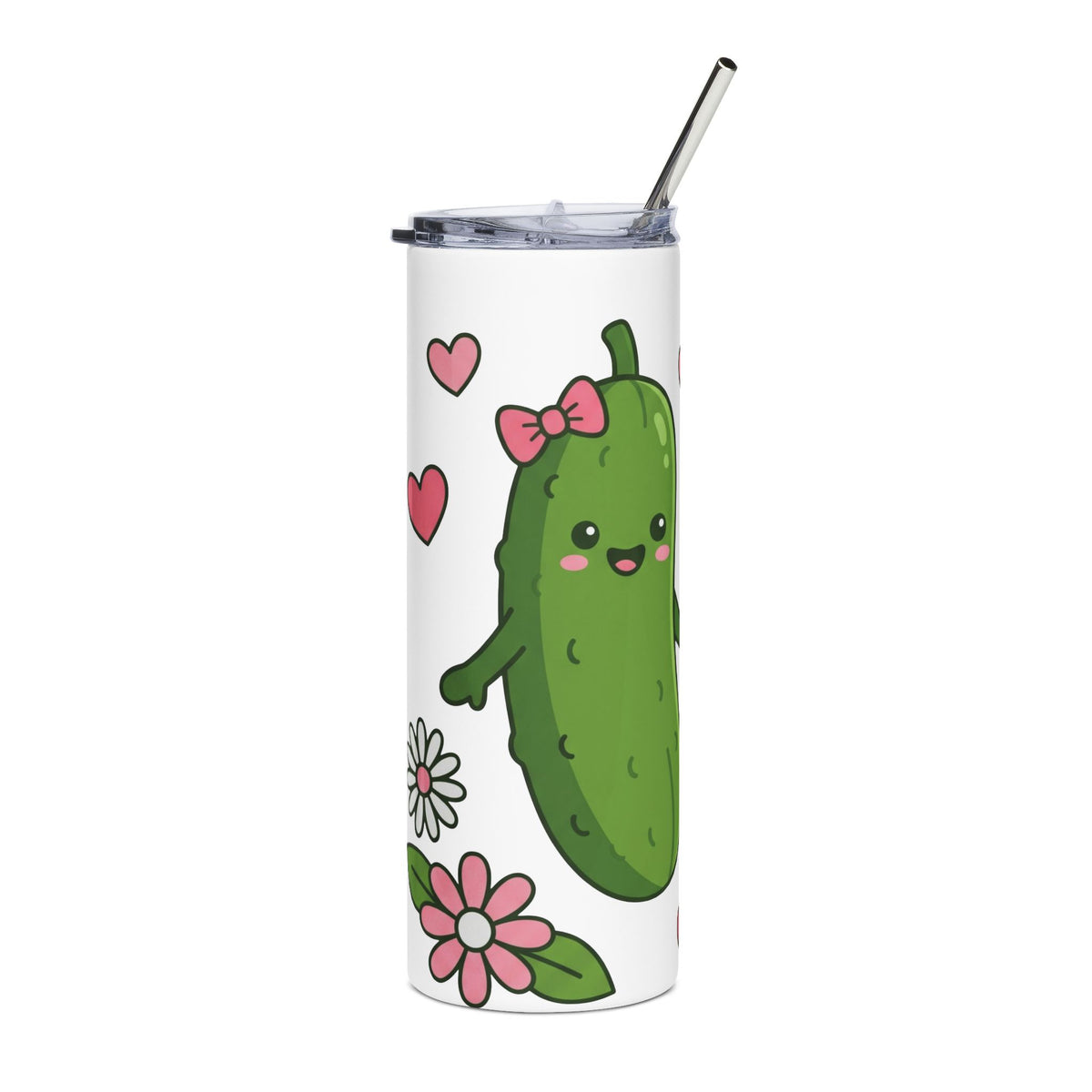 Cute Pickle Couple 20oz Stainless Tumbler — Kawaii Pickle Love Travel Cup