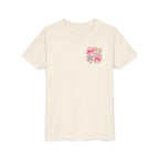 Kids Tee — Pink Seashell & Starfish Bow Graphic Shirt - Front and Back