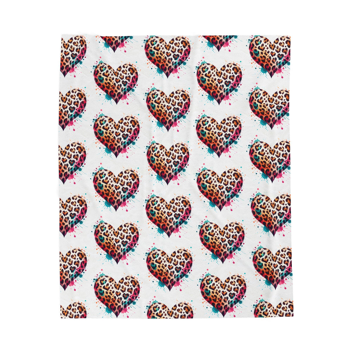 Leopard Heart Velveteen Plush Blanket