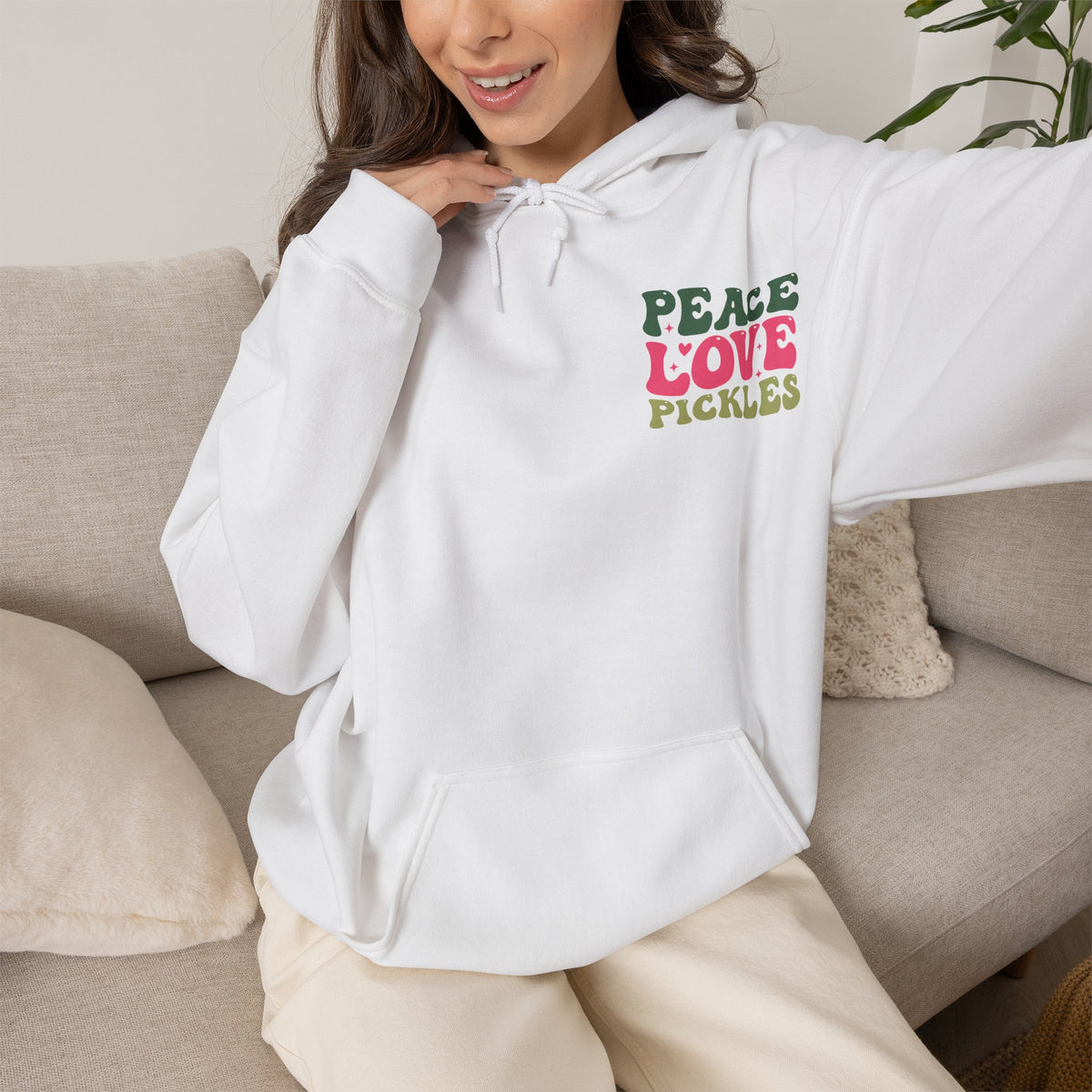 Peace Love Pickles Hoodie — Retro Groovy Graphic Hoodie