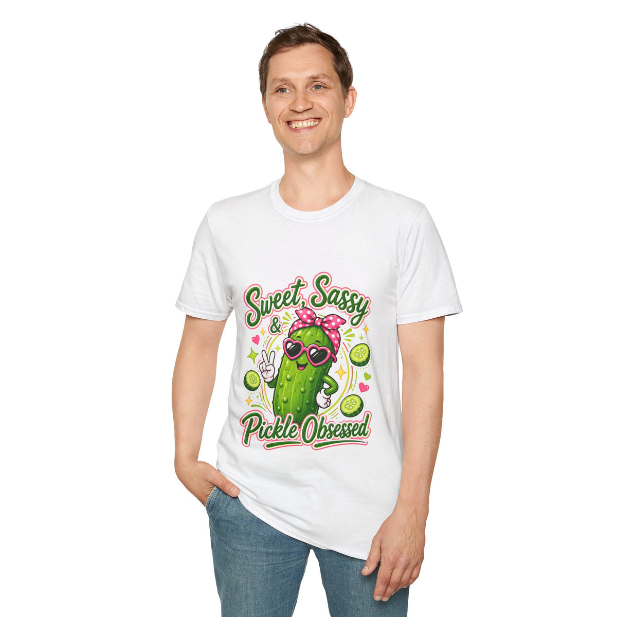 Sweet Sassy Pickle T-Shirt — "Sweet, Sassy & Pickle Obsessed" Cute Cactus/Pickle Graphic Tee