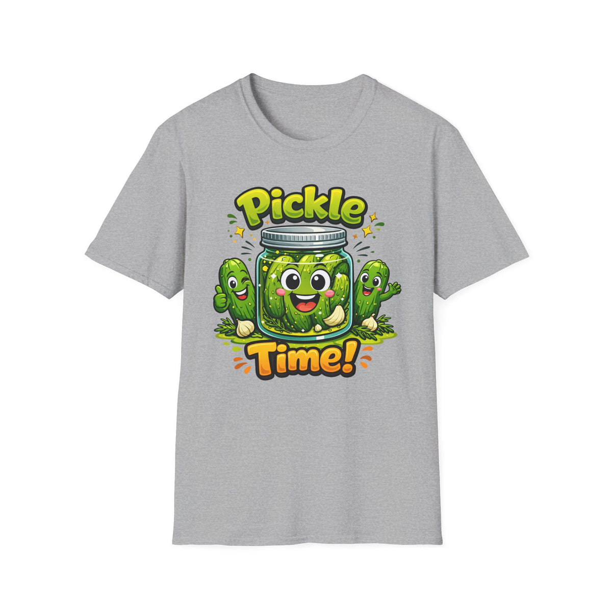 Pickle Time T-Shirt — Cute Cartoon Pickle Jar Graphic Tee