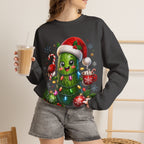 MD - Christmas Pickle Sweatshirt – Cute Holiday Pickle in Santa Hat with Candy Cane & Hot Cocoa