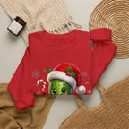 MD - Christmas Pickle Sweatshirt – Cute Holiday Pickle in Santa Hat with Candy Cane & Hot Cocoa