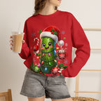 MD - Christmas Pickle Sweatshirt – Cute Holiday Pickle in Santa Hat with Candy Cane & Hot Cocoa