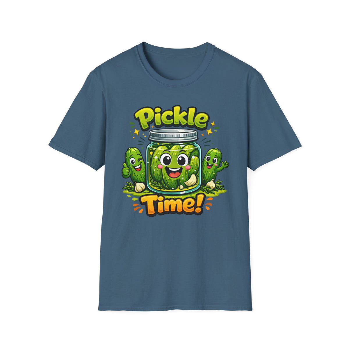 Pickle Time T-Shirt — Cute Cartoon Pickle Jar Graphic Tee
